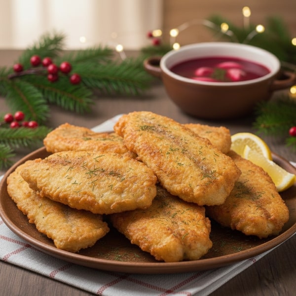 Tradycyjny Karp Smażony w Lekkim, Chrupiącym Cieście Piwnym – Idealne Danie Główne na Wigilię i Boże Narodzenie