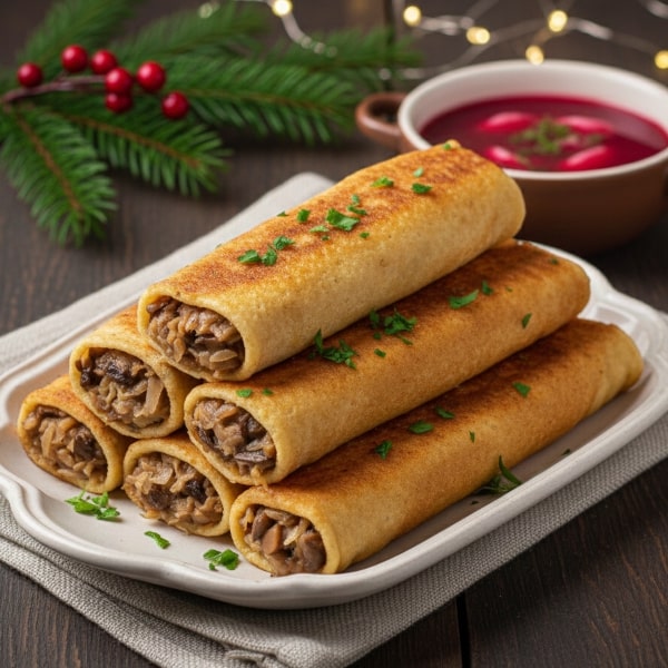 Chrupiące Krokiety Wigilijne – Idealna Postna Przekąska z Kwaskowatym Farszem z Kiszonej Kapusty i Borowików