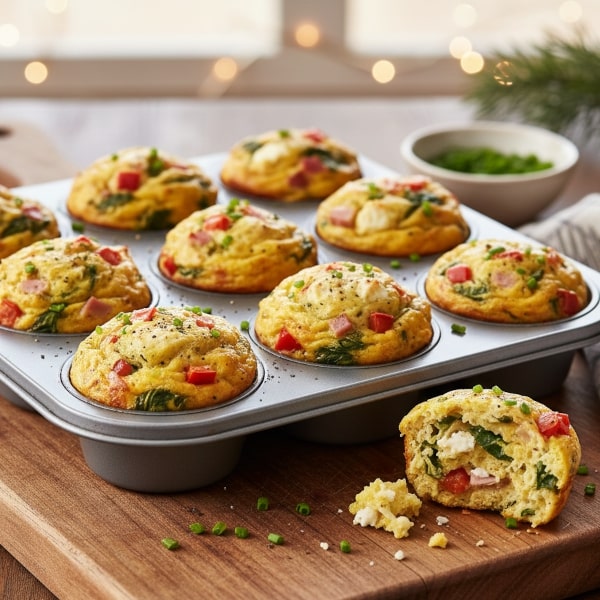Kolorowe i Zdrowe Muffiny Jajeczne Pieczone Bezpośrednio w Papryce – Wygodne, Wytrawne Śniadanie Pełne Białka, Warzyw i Sera, Idealne do Przygotowania na Zapas