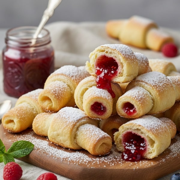 Puszyste i Maślane Szybkie Rogaliki Croissantowe, Idealne na Śniadanie, Wypełnione Ulubionym Dżemem i Pieczone do Złotego Koloru