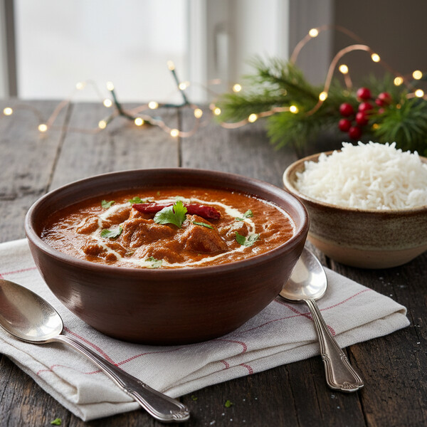 Autentyczne Kaszmirskie Curry Rogan Josh: Delikatna Jagnięcina Długo Duszona w Aromatycznym Sosie z Kardamonem, Imbirem, Cynamonem, Dużą Ilością Papryki Kashmiri i Kwaśną Nutą Jogurtu – Głęboki, Czerwony Kolor bez Użycia Pomidorów